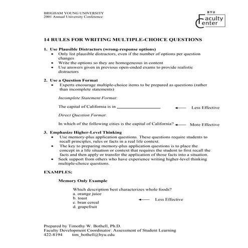 Rules choice questions