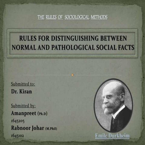 Rules for Distinguishing between Normal and Pathological social facts