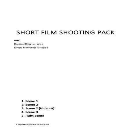 Short Film Shooting Pack | DOCX