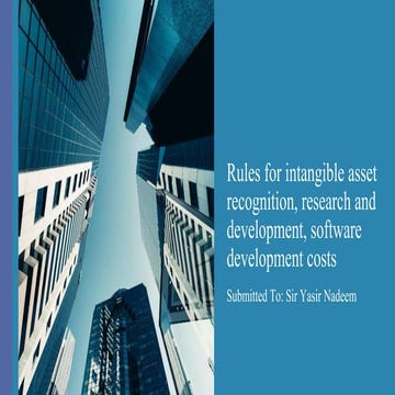 Rules for Intangible Asset Recognition, Research and Development, Software De...