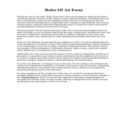 Rules Of An Essay. Texas Torah Institute