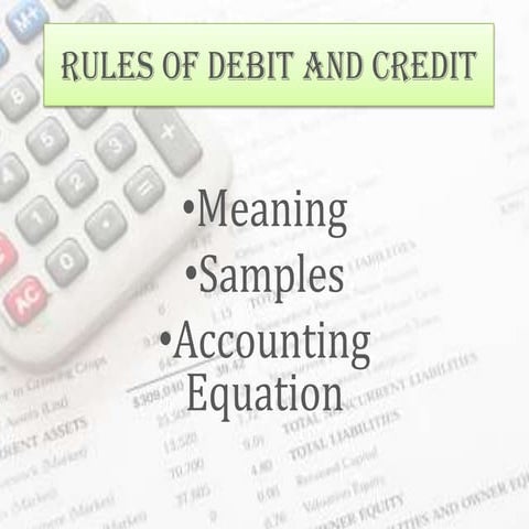 Rules of debit and credit