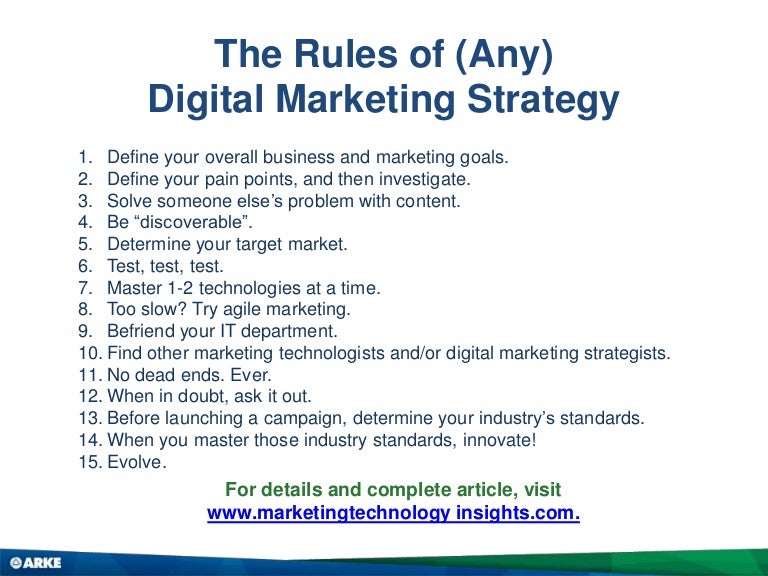 The Rules of (Any) Digital Marketing Strategy