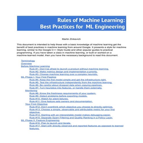 Rules of machine learning
