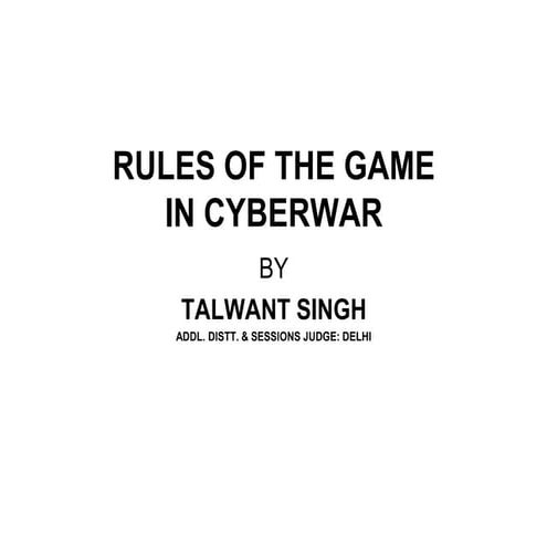 RULES OF THE GAME IN CYBERWAR
