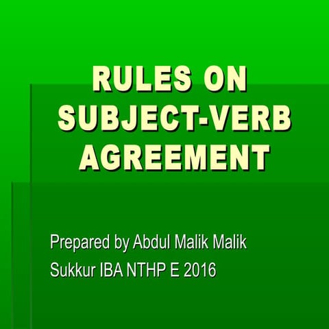 Rules for subject verb agreement