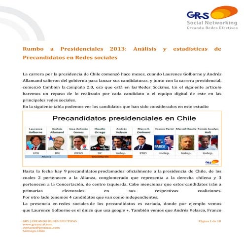 Rumbo a Presidenciales 2013: Análisis y estadísticas de Precandidatos en Rede...