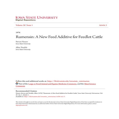 Rumensin  a new feed additive for feedlot cattle