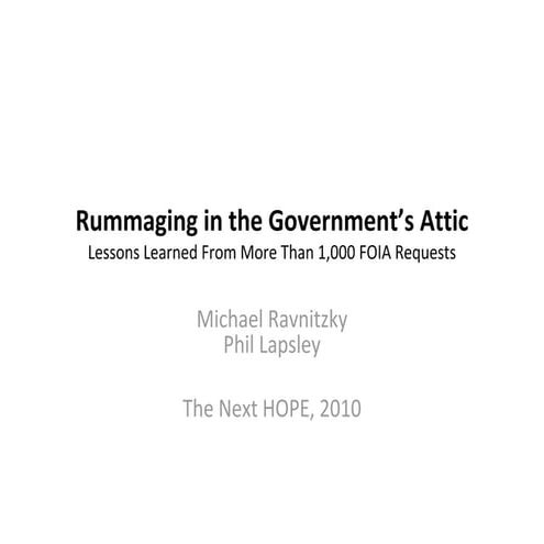 Rummaging  in  the  Government’s  Attic: Lessons  Learned  From  More  Than  ...