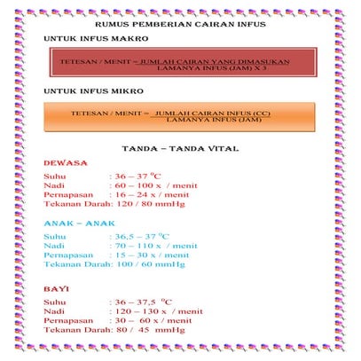 Rumus pemberian cairan infus