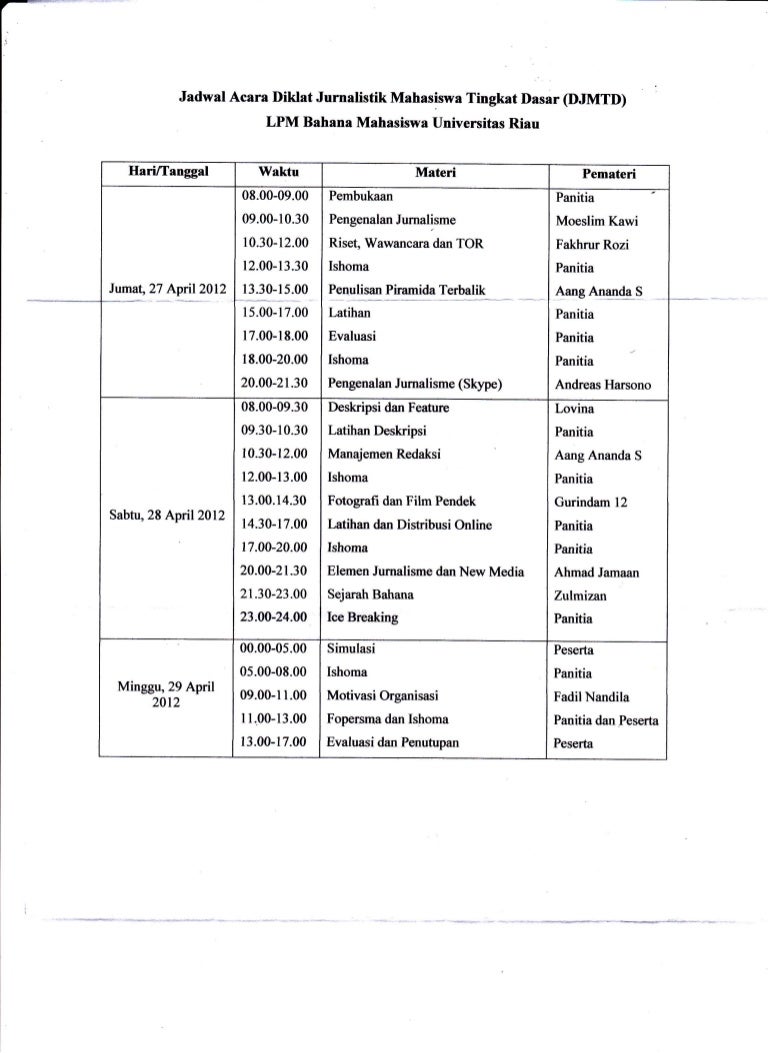 Rundown Acara Gathering Keluarga Jejak Belajar Rundown Acara Gathering Keluarga Jejak Belajar