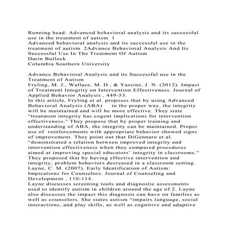 Running head Advanced behavioral analysis and its successful use .docx