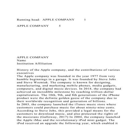 Running head  APPLE COMPANY1APPLE COMPANY 5.docx