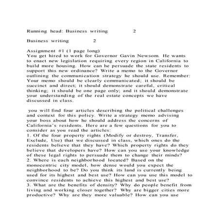 Running head business writing2 business writing2assign