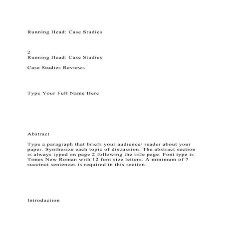 Running Head Case Studies2Running Head Case Studies.docx