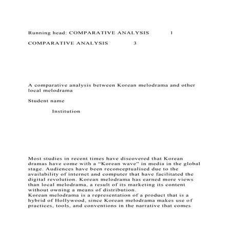 Running head COMPARATIVE ANALYSIS 1COMPARATIVE ANALYSIS  .docx