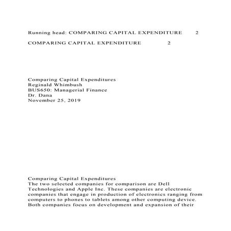 Running head COMPARING CAPITAL EXPENDITURE2COMPARING CAPITAL.docx