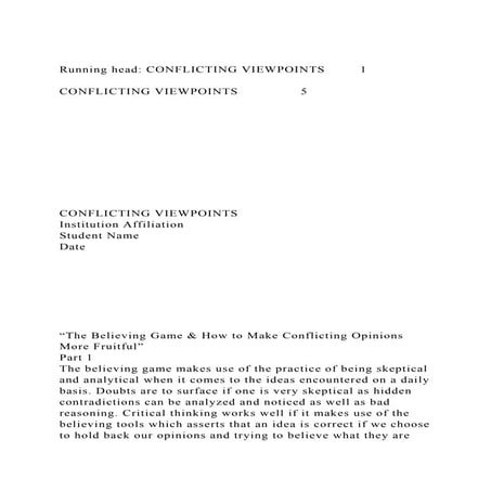 Running head CONFLICTING VIEWPOINTS 1CONFLICTING VIEWPOINTS.docx