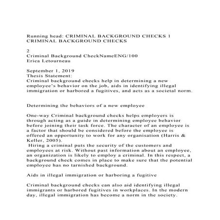 Running head CRIMINAL BACKGROUND CHECKS 1CRIMINAL BACKGROUND .docx