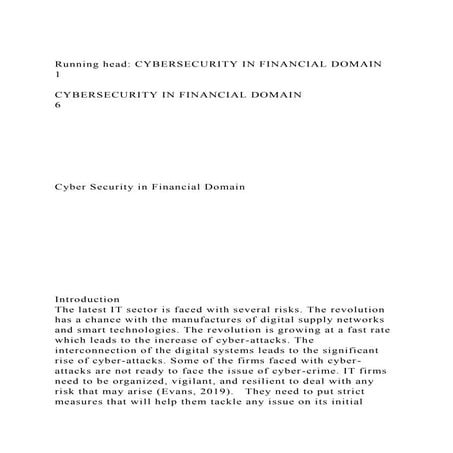 Running head CYBERSECURITY IN FINANCIAL DOMAIN                   .docx