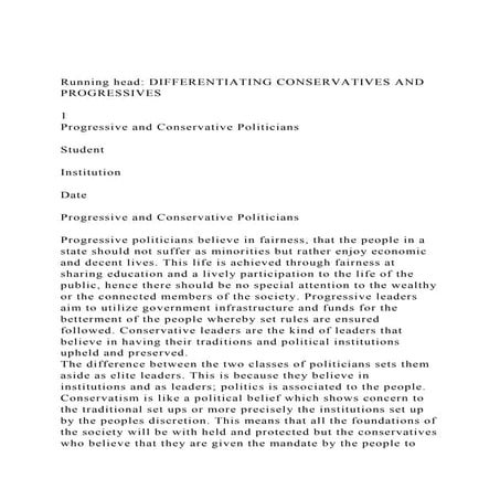 Running head DIFFERENTIATING CONSERVATIVES AND PROGRESSIVES.docx