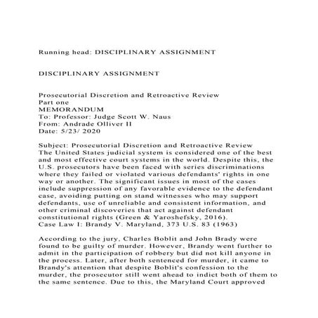 Running head DISCIPLINARY ASSIGNMENTDISCIPLINARY ASSIGNME.docx
