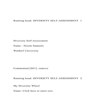 Running head DIVERSITY SELF-ASSESSMENT 1 Div.docx