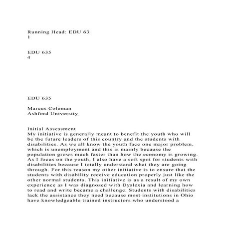 Running Head EDU 63                                              .docx