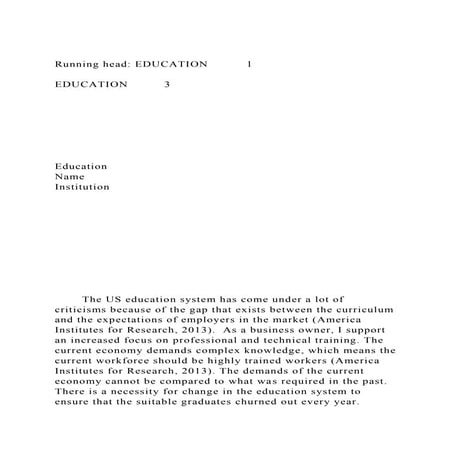 Running head EDUCATION1EDUCATION 3Educati.docx