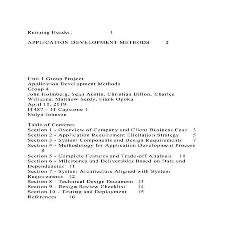 Running Header  1APPLICATION DEVELOPMENT METHODS2.docx