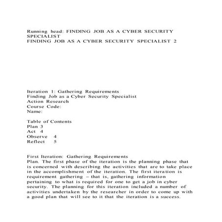 Running head finding job as a cyber security specialistfinding 