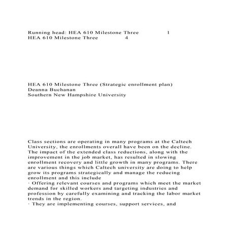 Running head HEA 610 Milestone Three 1HEA 610 Milestone Three.docx