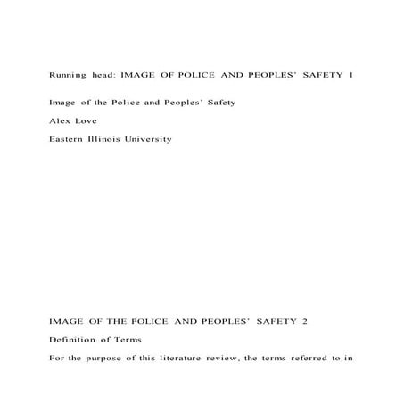 Running head image of police and peoples’ safety 1 imag
