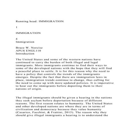 Annotated bibliography on Immigration | DOC