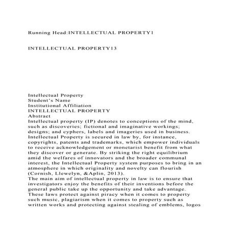 Running HeadINTELLECTUAL PROPERTY1INTELLECTUAL PROPERTY13.docx