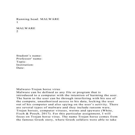 Running head MALWARE                                             .docx