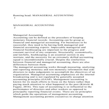 Running head MANAGERIAL ACCOUNTING 1MANAGERIAL ACCOUNTING.docx
