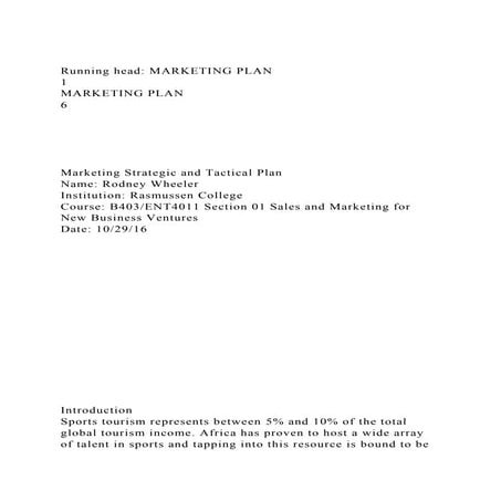 Running head MARKETING PLAN                                      .docx