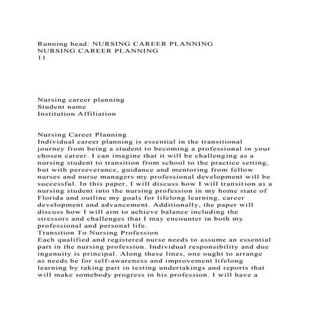 Running head NURSING CAREER PLANNING                             .docx