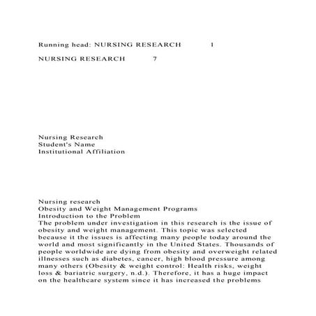 Running head NURSING RESEARCH 1NURSING RESEARCH 7.docx