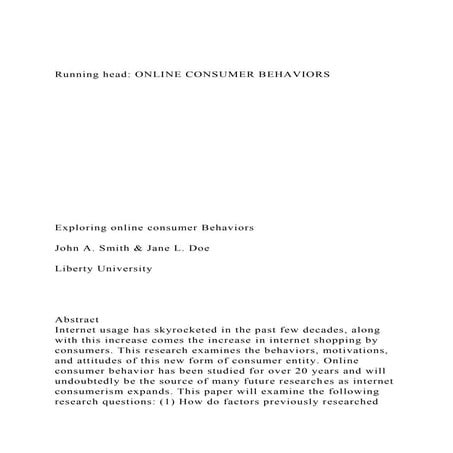 Running head ONLINE CONSUMER BEHAVIORS .docx