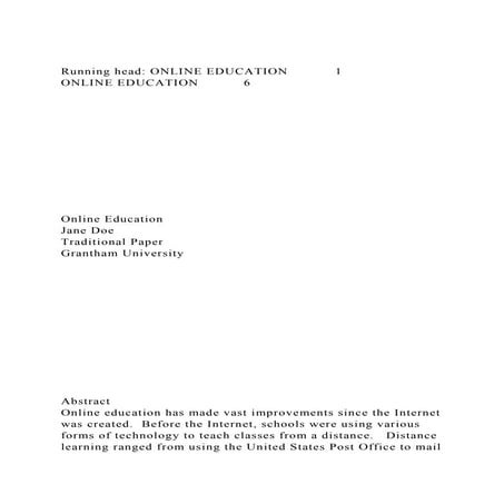 Running head ONLINE EDUCATION1ONLINE EDUCATION6.docx
