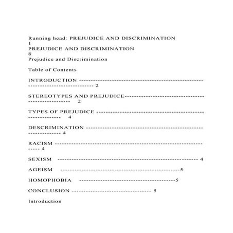 Running head PREJUDICE AND DISCRIMINATION                      .docx