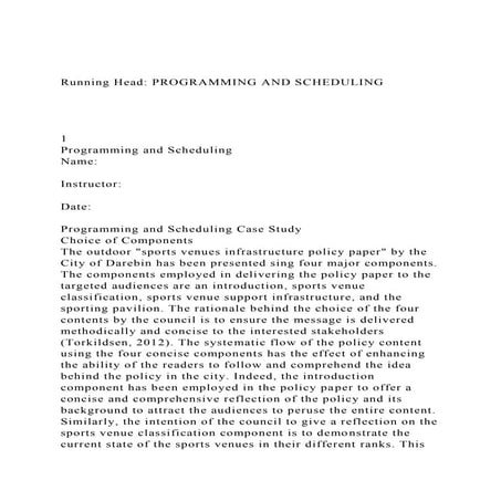 Running Head PROGRAMMING AND SCHEDULING1Programming.docx