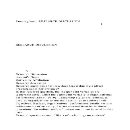 Running head RESEARCH DISCUSSION                             .docx