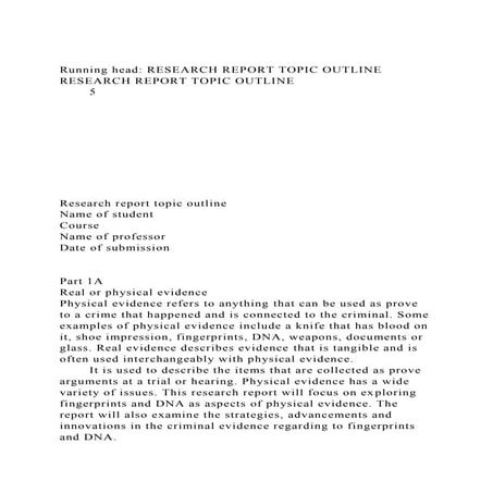 Running head RESEARCH REPORT TOPIC OUTLINERESEARCH REPORT TOPIC.docx