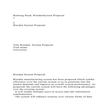 Running Head RiordanSystem Proposal                              .docx