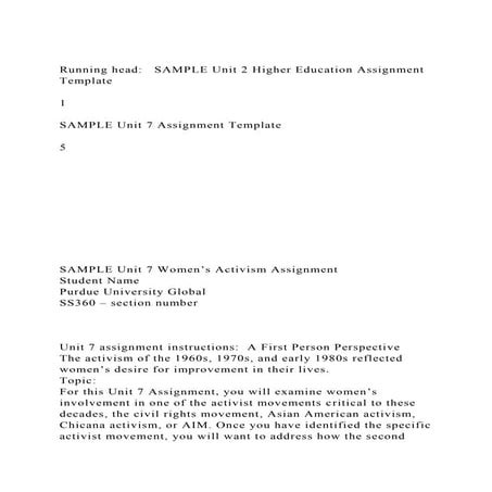 Running head SAMPLE Unit 2 Higher Education Assignment Template.docx