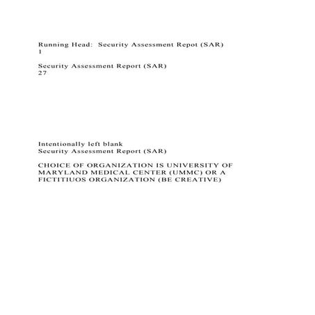 Running Head  Security Assessment Repot (SAR)                    .docx