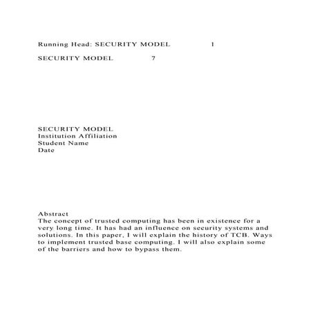 Running Head SECURITY MODEL 1SECURITY MODEL 7.docx